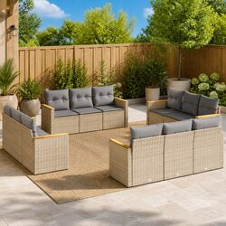 Premium 12-Piece Outdoor Garden Sofa Set in Beige