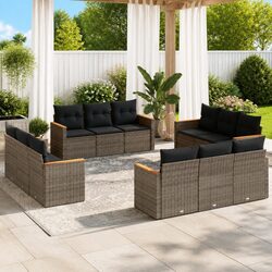 12 Piece Modular Grey Rattan Garden Sofa Set