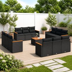 Premium 13 Piece Modular Outdoor Sofa Set in Black