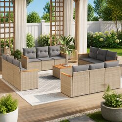 Premium 13 Piece Outdoor Garden Sofa Set with Cushions