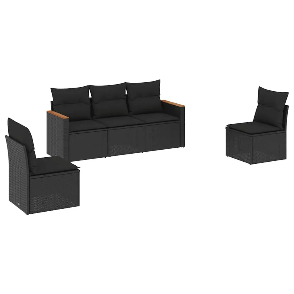 5-Piece Outdoor Patio Furniture Garden Sofa Set in Black