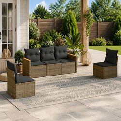 Durable 5 Piece Outdoor Sofa Set in Grey Rattan
