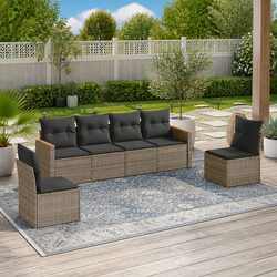 Durable 6 Piece Garden Sofa Set Outdoor Furniture in Grey