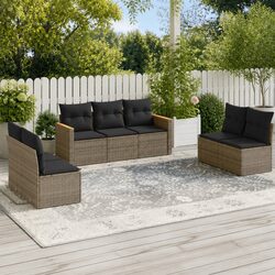 Premium 7-Piece Garden Sofa Set in Grey Rattan