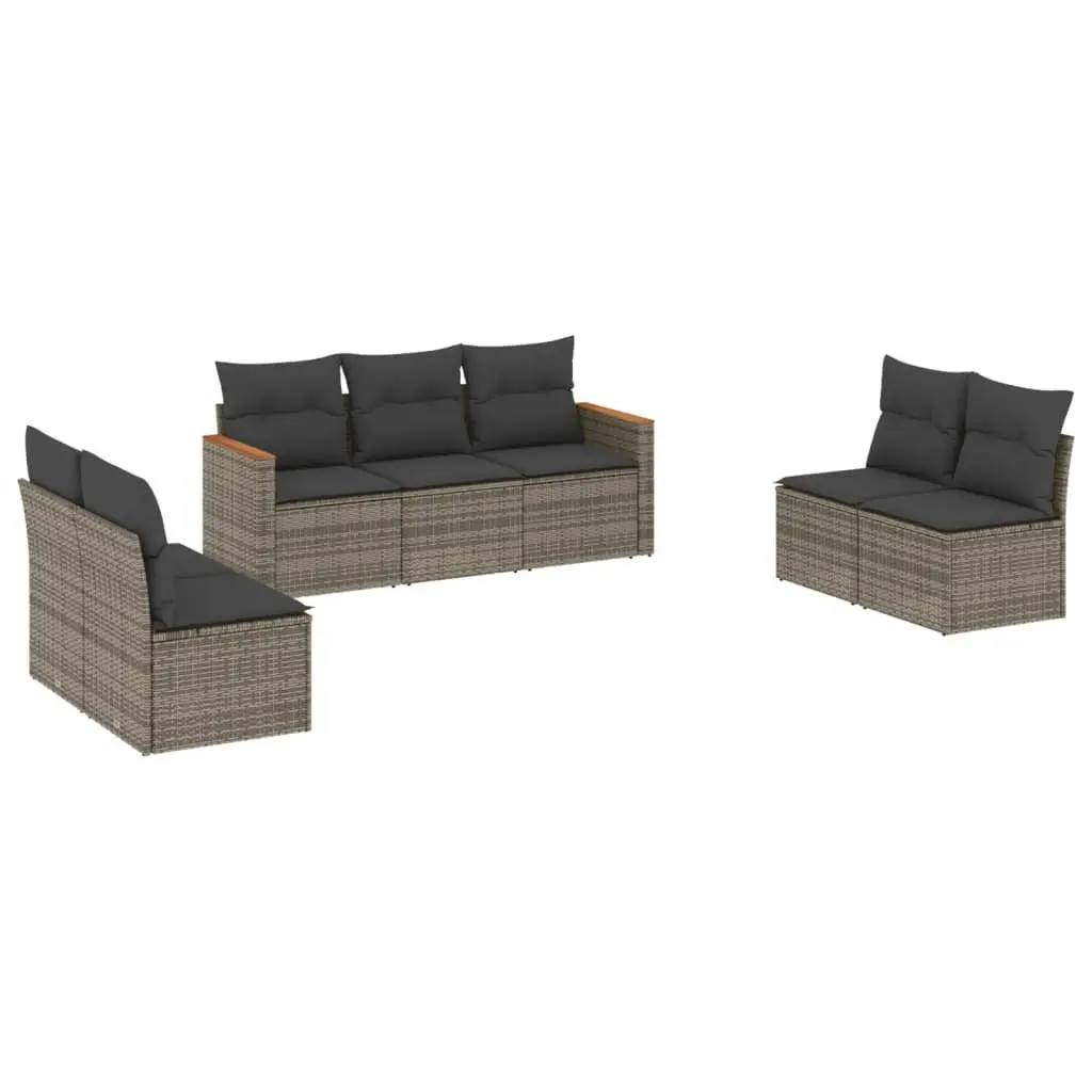 Garden Sofa Set PE Rattan 7 Piece Outdoor Furniture Patio Seating Grey