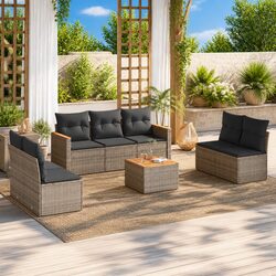 8-Piece Outdoor Grey Rattan Sofa Set for Your Garden
