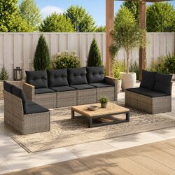 Premium 8 Piece Outdoor Garden Sofa Set in Grey