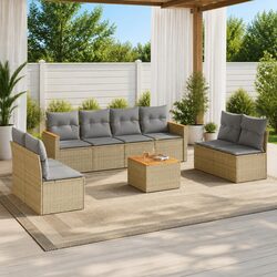 Durable 9 Piece Modular Garden Sofa Set in Beige