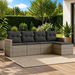 5 Piece Grey Garden Sofa Set for Outdoor Spaces