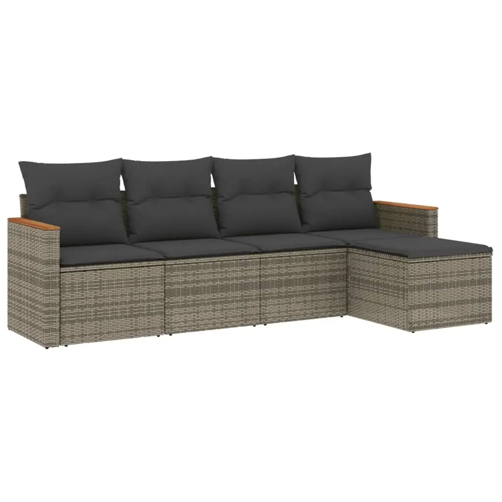 5 Piece Grey Garden Sofa Set for Outdoor Spaces