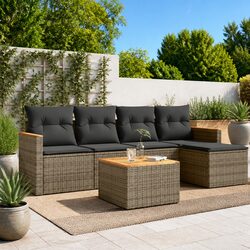 Stylish 6-Piece Grey Garden Sofa Set with Quality Build