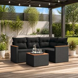 Premium Modular 5-Piece Outdoor Sofa Set in Black Rattan