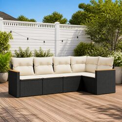 5-Piece Modular Outdoor Garden Sofa Set in Black