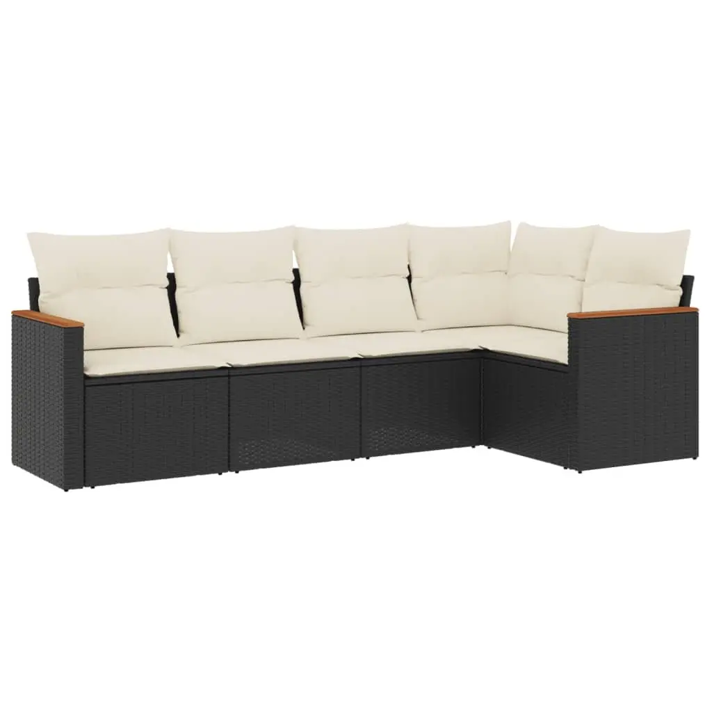 Garden Sofa Set PE Rattan 5 Piece Modular Outdoor Furniture Black