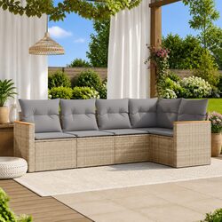 5-Piece Outdoor Sofa Set with Cushions in Beige