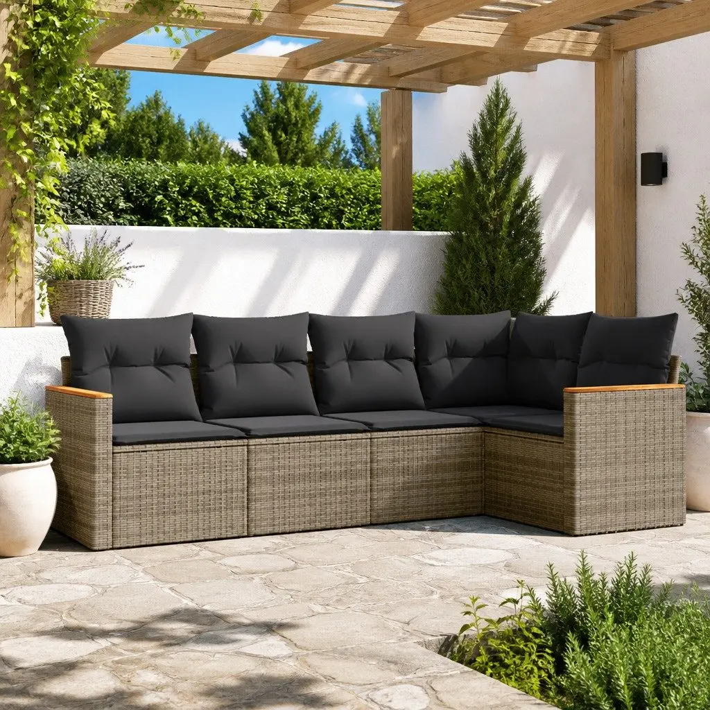 5-Piece Grey Garden Sofa Set for Outdoor Relaxation
