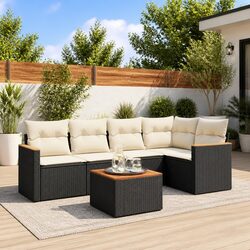 Black Modular Garden Sofa Set 6 Piece Outdoor Furniture