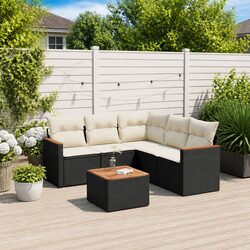 Premium Black Rattan Garden Sofa Set 6-Piece