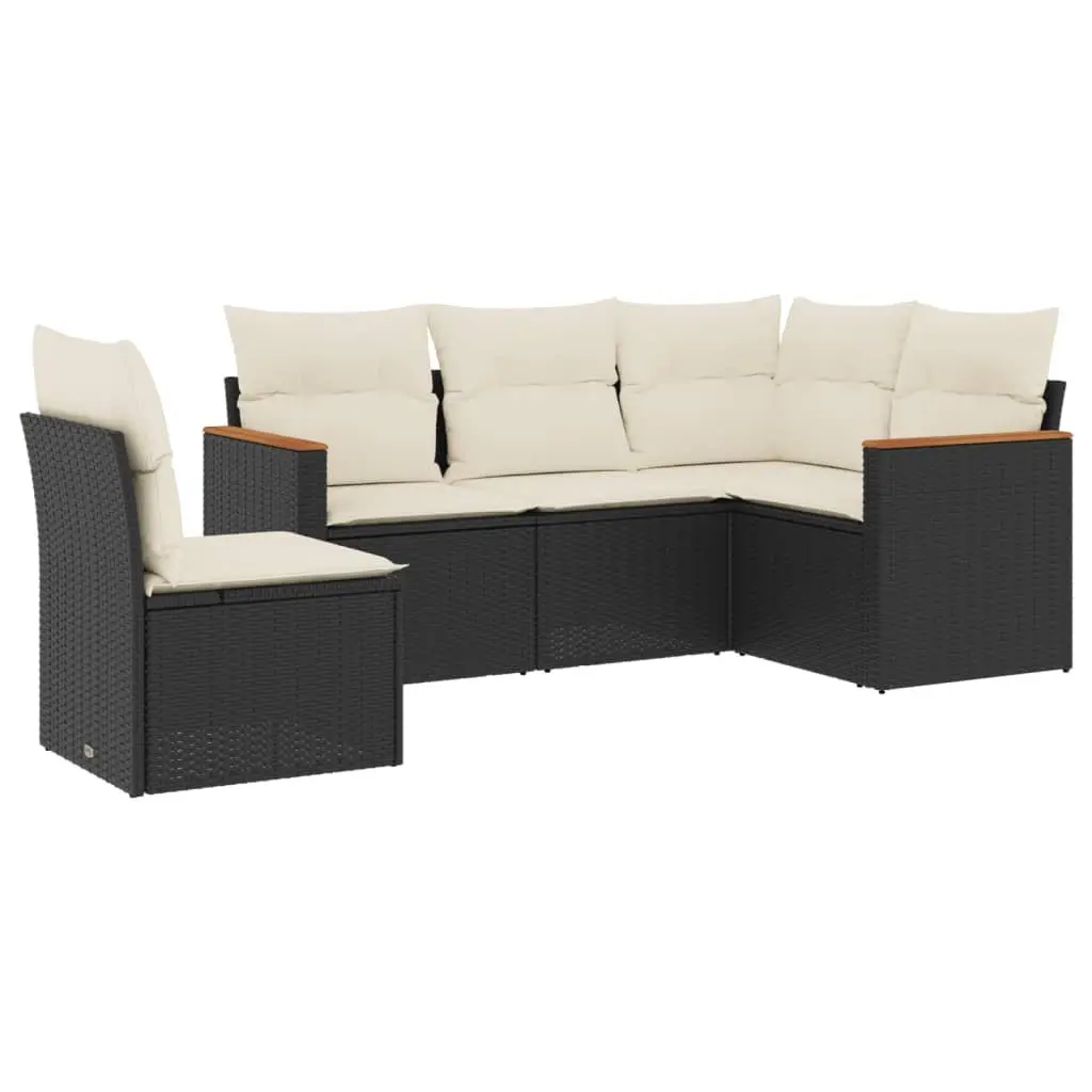 Garden Sofa Set PE Rattan 5 Piece Outdoor Furniture Black