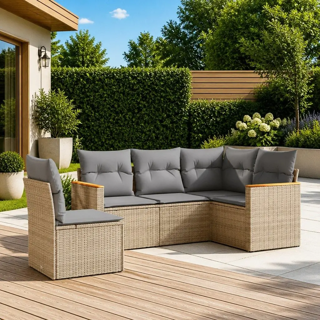 5-Piece Modular Garden Sofa Set in Beige