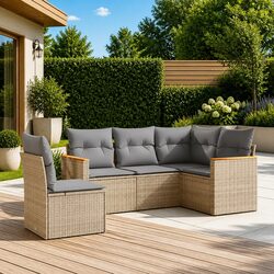 Sturdy 5-Piece Modular Garden Sofa Set in Beige
