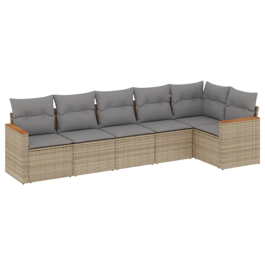 6 Piece Modular Beige Garden Sofa Set for Outdoors