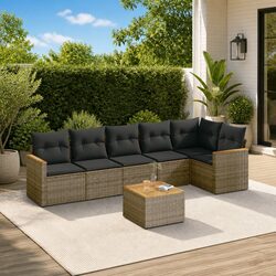 Grey Poly Rattan 7 Piece Outdoor Garden Sofa Set