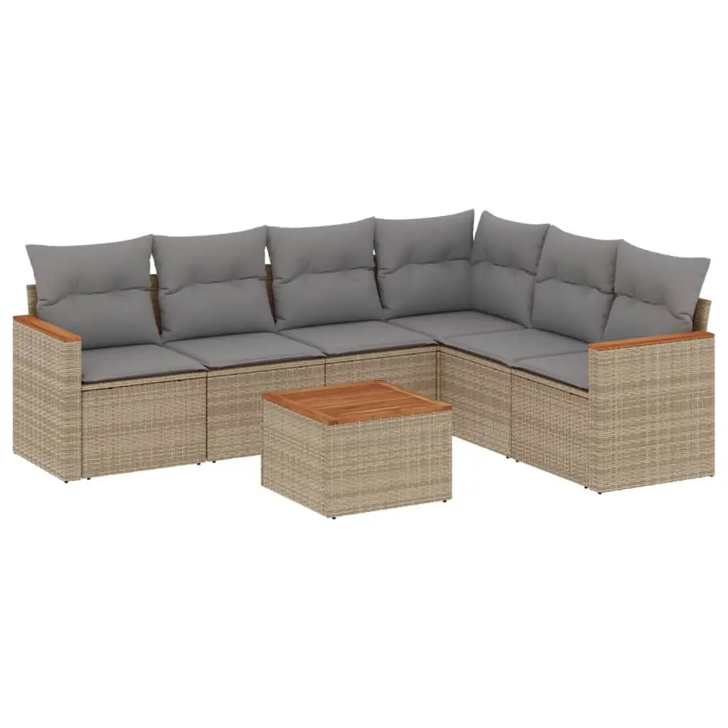 Beige Outdoor Garden Sofa Set 7 Piece with Storage