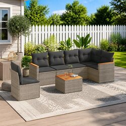 7-Piece Grey Outdoor Garden Sofa Set with Storage