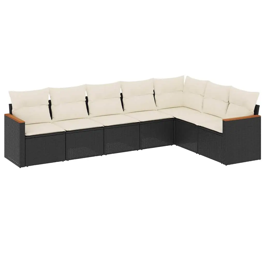 7 Piece Garden Sofa Set Outdoor Furniture Patio Lounge Black PE Rattan with