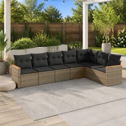 Durable 7 Piece Grey Garden Sofa Set with Cushions