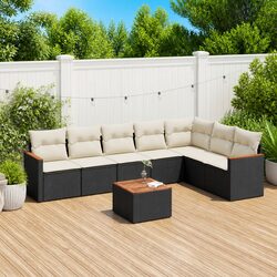 Sturdy 8-Piece Garden Sofa Set with Black Poly Rattan
