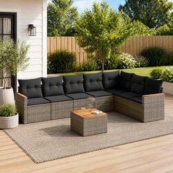 8-Piece Outdoor Patio Furniture Set in Grey Poly Rattan