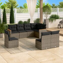 High-Quality 8 Piece Garden Sofa Set in Grey Rattan