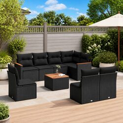 Premium 9 Piece Outdoor Garden Sofa Set with Acacia Table