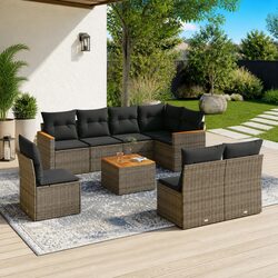 Durable 9-Piece Modular Garden Sofa Set in Grey