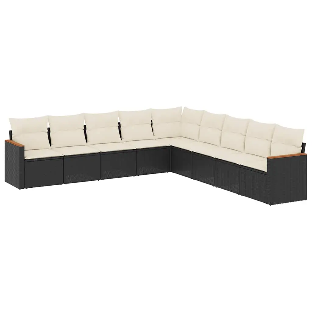 Garden Sofa Set PE Rattan 9 Piece Outdoor Furniture Modular Black
