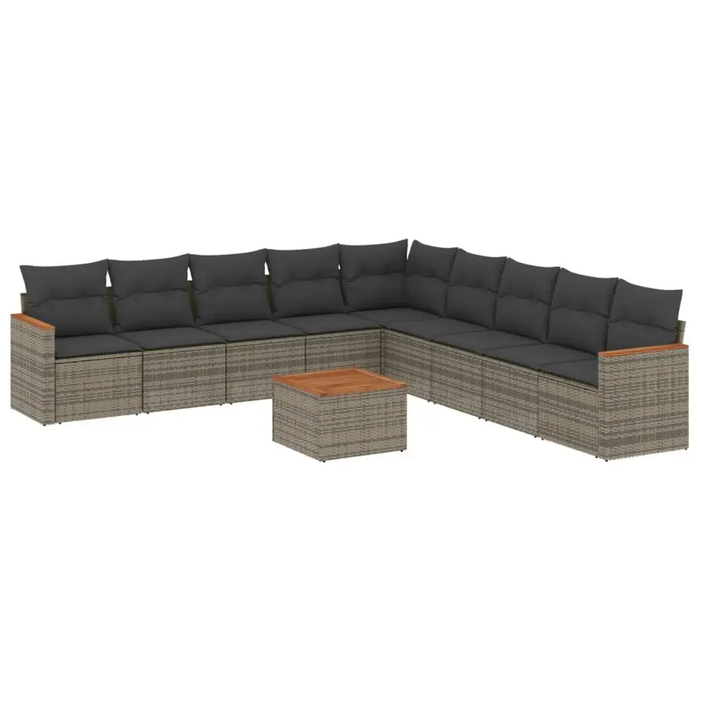 10-Piece Garden Sofa Set in Grey Rattan