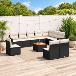 Black Poly Rattan 11 Piece Garden Sofa Set for Outdoors