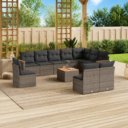 Grey Rattan 11-Piece Garden Sofa Set with Durable Design