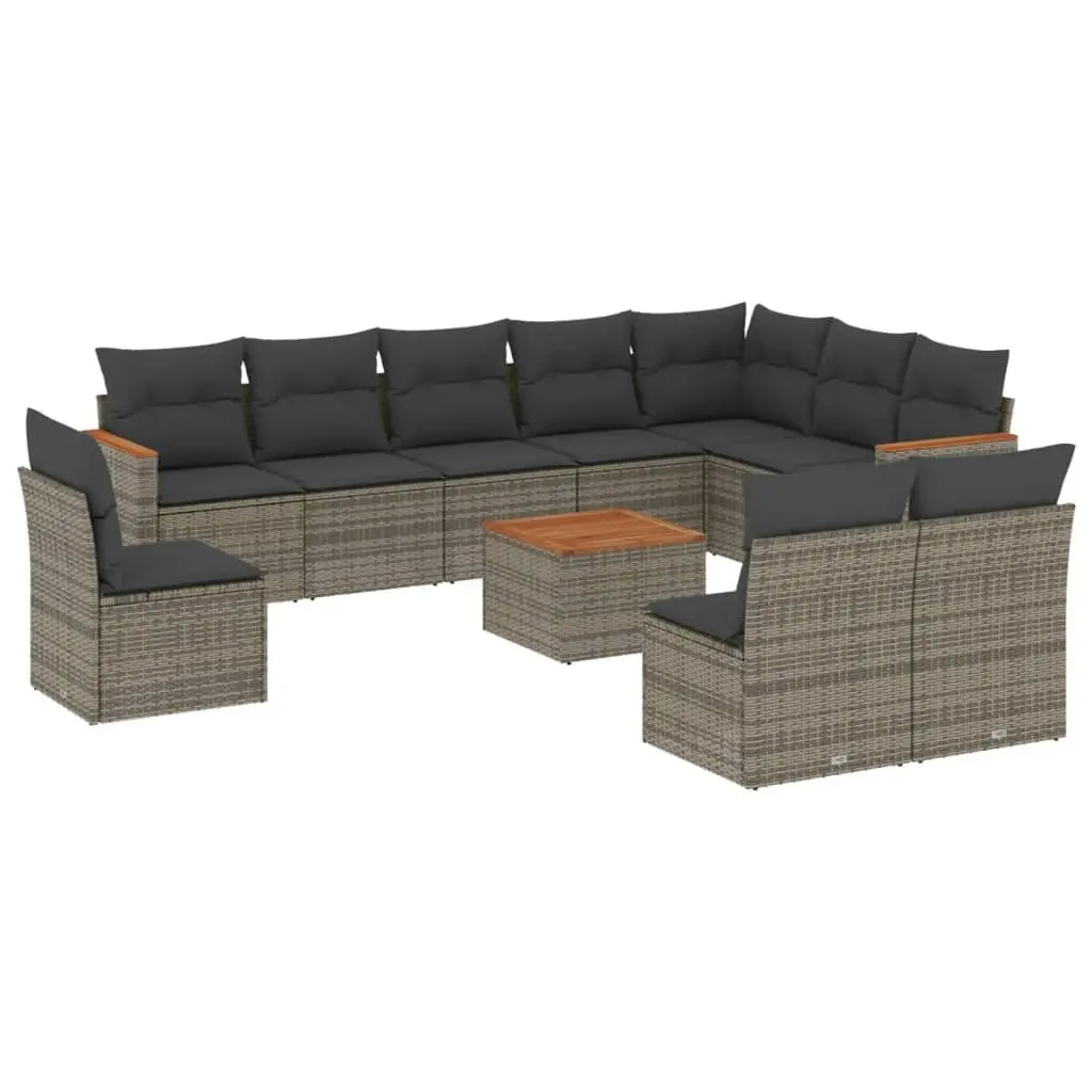 Garden Sofa Set 11 Piece Outdoor Furniture Grey Rattan Patio Seating with