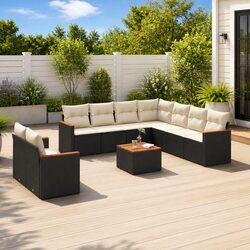 High-Quality 10 Piece Modular Outdoor Sofa Set in Black