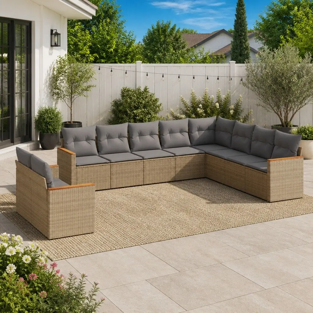 10 Piece Modular Garden Sofa Set in Beige