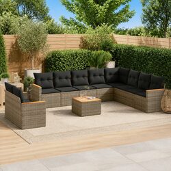 11 Piece Grey Poly Rattan Outdoor Garden Sofa Set