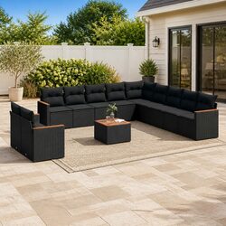 Premium 12 Piece Black Modular Outdoor Sofa Set