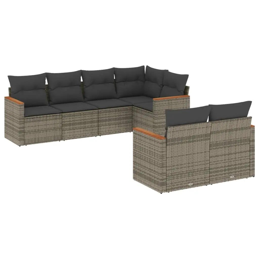 Garden Sofa Set PE Rattan 7 Piece Outdoor Furniture Modular Grey