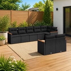 Durable 8 Piece Outdoor Modular Sofa Set in Black