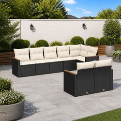 Black Modular 8-Piece Garden Sofa Set for Outdoor Relaxation