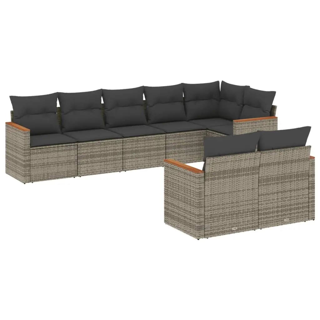Garden Sofa Set PE Rattan 8 Piece Modular Outdoor Furniture Grey