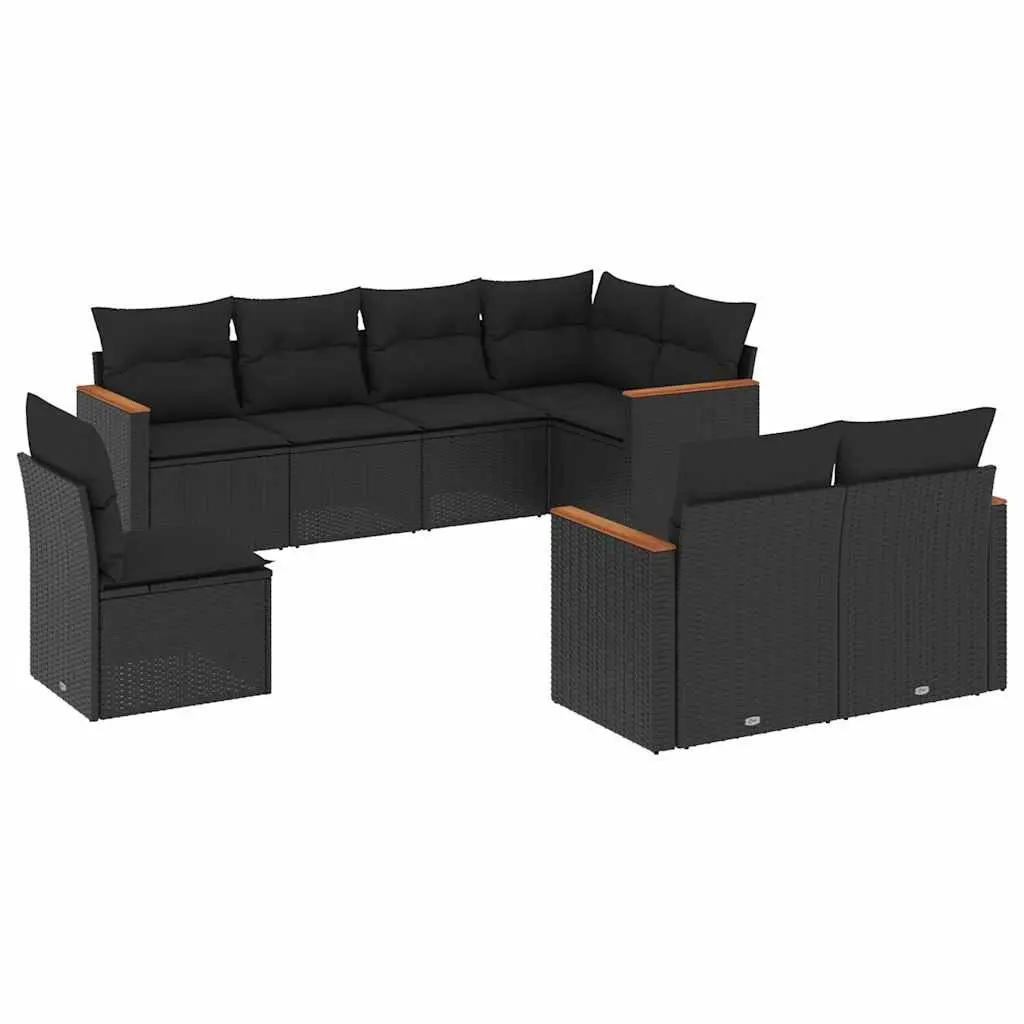 Garden Sofa Set PE Rattan 8 Piece Modular Outdoor Furniture Black